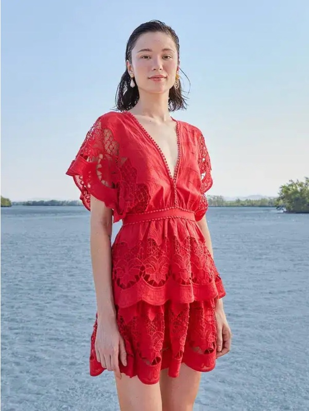 Farm Rio Richelieu Mini Dress in red